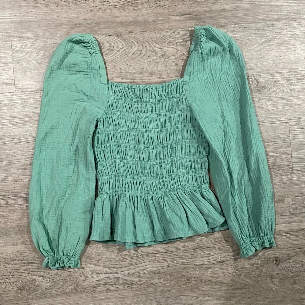 J. Crew Green‎ Smocked Women's Top